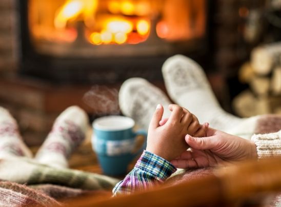 Warm in front of the fire.