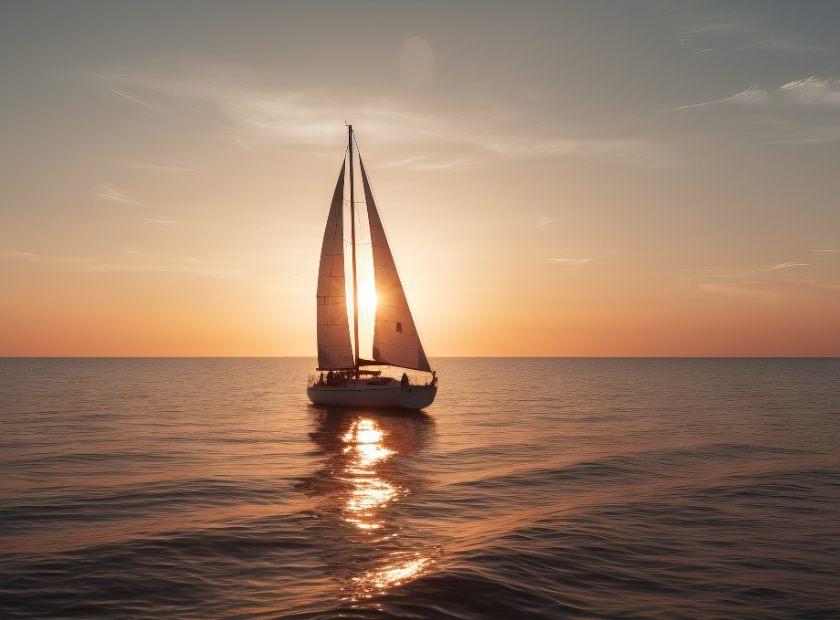 sailboat on the water at sunset